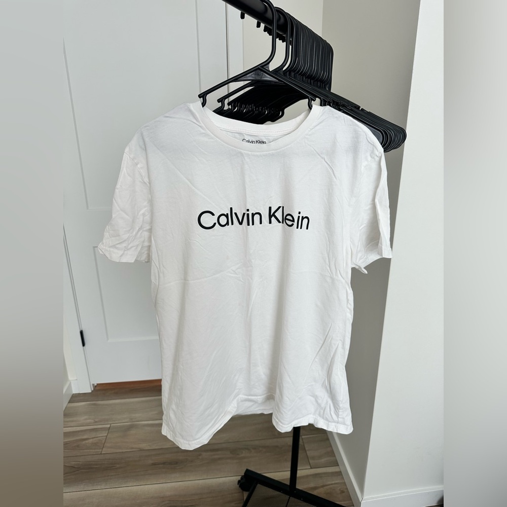 White Calvin Klein Logo Tee